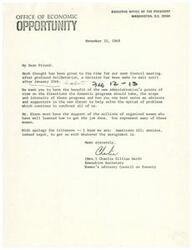 ["The document is a series of memos and letters regarding the Women's Advisory Council on Poverty and their upcoming regional conference. The council is discussing the direction of anti-poverty programs and the role of women's organizations in supporting these programs. The memos discuss the importance of the council's involvement in planning the conference and suggest themes and participants for the event. The council is committed to supporting the poor and maintaining effective communication with the government."]