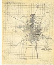 ["The document is a project indicating authorized and Proposed Urban Highways, Oklahoma City Area. Plan (map); 22 15/16 x 18 1/4 inches."]