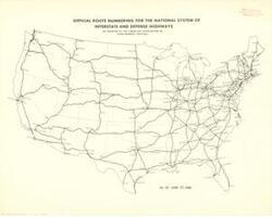 ["The document represents a map official route numbering as adopted by the American Association of State Highway Officials. Road map (national); 23 x 29 inches; Stamped (top, right corner; red): American Association of State Highway Officials 917 National Press Building Washington 4, D. C."]