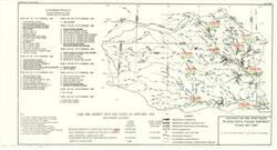 ["The document represents a map depicts the preliminary estimate of loss and benefit data for the flood of April-May 1957. Flood loss dollar amounts pertaining to projects and their completion are color-coded and stamped on the map. Limits of flood data are marked with blue lines. There is a numbered index of 58 authorized projects, which are labeled on the map. Map; 10 7/16 x 19 9/16 inches."]