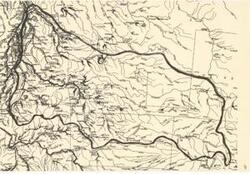 ["The document represents a map  consists of all waterways and select cities within the Basins. The bold line surrounding the State of Oklahoma is the boundary of the Arkansas-White-Red Basins. Hydrologic map (regional); 11 1/8 x 16 1/4 inches; Inscribed (top, left corner): 4."]