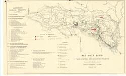 ["The document represents a map item is a map of the Red River Basin featuring various federally authorized flood control and navigation projects. All projects featured are enumerated on the map as well as color-coded based on its status. Completed projects are black; projects in progress are red; authorized projects are green. Authorized Federal Projects Created by the Corps of Engineers, United States Army Topographic map (hydrologic map; color); 17 x 27 5/8 inches."]
