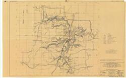 ["The document represents a map item is a map of the Eufaula Dam and Reservoir area and features flood control measures including the watershed of the reservoir and rivers. Power lines, railways, highways, and roads are depicted on map. This item was To accompany Survey Report dated December 31, 1943. Map pertains to the Arkansas River Watershed of the Arkansas River and Tributaries, Arkansas and Oklahoma. Serial 4732 Other identifying information - Appendix No. VII, Plate 40 Created by United States Engineer Office, Tulsa, Oklahoma on December 31, 1943 (original) Signed by Senior Engineer, Lt. Colonel Corps of Engineers Head Engineer, and the Colonel Corps of Engineers District Engineer Watershed map (topographic map; diazotype, blackline print); 20 3/4 x 33 1/4 inches; Inscribed (bottom, right corner): 32/160; Inscribed (bottom, right corner): Appendix No. VII Plate 40; Inscribed (reverse; pencil): Map Not For Release CB."]