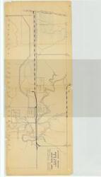 ["The document represents a map item is a map of the area ranging from Sections 31-34, TWP 21 N, R 19 E to Sections 6-2, TWP 20 N, R 19 E east of U.S. Highway No. 69 in Mayes County, Oklahoma. The map depicts access roads, property lines, proposed construction, and the watershed area of the Ft. Gibson Reservoir. Item was Prepared for: Board of Commissioners, Mayes County, Oklahoma. Topographic map (watershed map; diazotype, blackline print); 14 x 36 3/8 inches."]