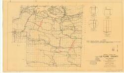 ["The document represents a map item is a map of the southern half of Le Flore County in Oklahoma and depicts various roadways, highways, buildings, residences, waterways, and landforms. Map features annotations and inscriptions pertaining to proposed construction, grading, and surfacing. Proposed Construction Item (1) and (2) are inscribed and annotated with red pencil. Green pencil annotations indicate roads for grading by U.S.E.D. Yellow pencil annotations indicate roads for grading and surfacing under Project F-116(4) and F-116(5). Created by the Oklahoma Department of Highways Department of Statistics in Cooperation with the Department of Commerce Bureau of Public Roads Topographic map (conic projection; diazotype, blackline print); 18 x 30 1/8 inches; Inscribed (bottom, left corner): Le Flore No. 2; Inscribed (bottom, right corner): Sheet 2 of 2 Sheets; Inscribed (bottom, right corner): General Highway Map Le Flore County Oklahoma 40."]