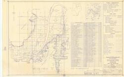 ["The document represents a map item is a plat of the area 6 mile northwest of Denison, Texas in Tulsa District, Southwestern Division, Marshall County, Oklahoma and Grayson County, Texas, which has been audited and procured for the Denison Dam and Reservoir project. The map depicts the Final - Ownership of the area. Plat includes a list of previous owners (vendors) and an index map. The original map print was approved on June 10, 1946, but the current map was audited January 18, 1957 and corrected June 3, 1957. Plat (map; diazotype, blueline print); 24 1/16 x 38 5/8 inches; Inscribed (bottom, right corner): Sheet: 10 of 23; Inscribed (bottom, right corner): Drawing No. SW-288/10; Annotations (lines, arrows; red, ink, pencil) on east side of Sections 5, 8, 17 and south side of Sections 18, 17 of T8S, R6E as well as the south side of Sections 14, 13 of T8S, R5E; Inscribed (bottom, right corner; pencil): Incl 2 [?] Incl 2."]