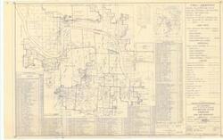 ["The document represents a map item is a plat of the area 9 miles northwest of Denison, Texas in Tulsa District, Southwestern Division, Marshall County, Oklahoma and Grayson County, Texas, which has been audited and procured for the Denison Dam and Reservoir project. The map depicts the Final - Ownership of the area. Plat includes a list of previous owners (vendors) and an index map. The original map print was approved on June 10, 1946, but the current map was audited January 18, 1957 and corrected June 3, 1957. Plat (map; diazotype, blueline print); 24 1/16 x 38 5/8 inches; Inscribed (bottom, right corner): Sheet: 12 of 23; Inscribed (bottom, right corner): Drawing No. SW-288/12; Annotations (lines, arrows; red, pencil) along Oklahoma side of Red River; Inscribed (bottom, right corner; pencil): Incl 3 [?] Incl 2."]