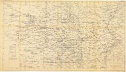 ["The document represents a map item is a weather map of precipitation from a July 9-13, 1951 storm in the southern portion of the Missouri River Basin. This map indicates and plots the connecting areas of equal rainfall with lines. Weather map (diazotype, blackline print); 28 x 49 7/8 inches; Inscribed (bottom, right corner; pencil): Attachment 4; Inscribed (verso top, center; pencil): #102a; Shading (green, pencil; crosshatch) in portion of sections 7f, 8f, 9g, 10g, top right corner of 9h; Annotations (red, pencil; underlined) for Diamond Springs and Iola, Kansas and Miami, Oklahoma."]