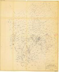 ["The document represents a map item is a weather map of precipitation from a May 13-19, 1951 storm, which occurred predominantly in the Texas panhandle and western half of Oklahoma. This map indicates and plots the connecting areas of equal rainfall with lines. Numbers 1 through 5 are inscribed and circled on the map in red pencil as is the key. Key identifies each number as a creek: (1) Mill Creek, (2) East Creek, (3) Cloud Creek, (4) Barnite Creek, (5) Sandstone Creek. Weather map (diazotype, blackline print); 41 7/8 x 34 3/4 inches; Inscribed (bottom, right corner; pencil): Attachment 2; Inscribed (numbers, creeks; red, pencil); Shading (green, pencil; crosshatch) in five small areas near noted creeks; Annotations (red, pencil; underlined) for Roff, Paoli, Cloud Chief, Anthon, and Cheyenne, Oklahoma."]