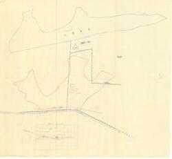 ["The document represents a map item is a sketch map of the storage lake, pipeline, low water dam, and proposed reservoir at the Oklahoma State Penitentiary in McAlester, Oklahoma. Map accompanied Office of State Procurement (OSP) Water Procurement documents. Sketch map (area plan); 22 1/8 x 24 5/16 inches."]