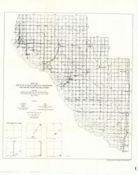 ["The document represents a map item is contour and hydrologic map showing generalized contours on the water table; location of water wells, test holes, and shot holes. Contour map (hydrologic map; geological map); 24 1/16 x 19 1/16 inches; Plate 5."]