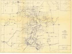 ["The document represents a map item is a map of the Eufaula Dam and Reservoir area on the Canadian River in Oklahoma, which is part of the Arkansas River Watershed. Hydrologic map (area plan; diazotype; blueline print); 15 1/2 x 21 inches; E-O-1; Inscribed (bottom, left corner; pencil): Incl, 4."]