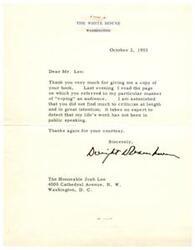 ["The document is from Doughty Drawher, thanking Mr. Lee for a copy of his book and addressing a specific passage about his public speaking skills. Drawher expresses surprise that there was not more criticism in the book, as public speaking is not his main expertise."]