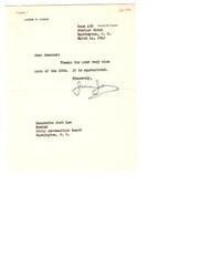 ["Jesse H. Jones received a note from Senator Josh Lee on March 10, 1945, and expressed appreciation for it in a letter sent from Room 450 at the Statler Hotel in Washington, D.C."]