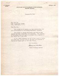 ["The document is from the Principal of Richard Montgomery High School thanking Mr. Josh Lee for his participation in the George Washington Assembly and for delivering an inspiring speech on George Washington and the faith of our country. The students were very enthusiastic about his speech and they hope to hear him speak again in the future."]