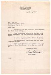["Ellis Arnall thanks Honorable  Josh Lee for his note about his book and compliments him on his dissenting opinion on the IATA rate making agreements. He expresses high regard for Robert R. Young and mentions that an autographed copy of his book has been forwarded to Lee. Arnall sends good wishes to Lee and his wife and hopes to see him soon."]