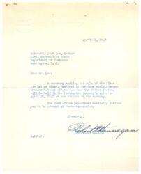 ["The Post Office Department is holding a ceremony on April 29, 1947 to mark the sale of the first Air Letter sheet, aimed at increasing communication between nations and the United States. The Honorable Josh Lee is invited to attend the ceremony at ten o'clock in the morning in the Postmaster General's suite."]