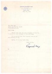 ["Senator Raymond Gary of the 26th District in Marshall and Love Counties in Oklahoma expressed gratitude to Josh Lee of the Civil Aeronautics Board for his support during the campaign. He thanked Lee for his telegram and appreciated his interest and friendship."]