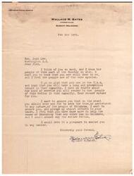 ["Wallace W. Gates expresses his admiration and support for Honorable  Josh Lee in a letter dated February 2nd, 1950. He praises Lee's work in the C.A.A and offers his help in any future endeavors. Gates believes Lee has made significant contributions to the cause of Democracy in Oklahoma and the nation as a whole."]