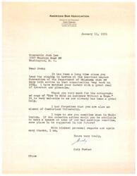 ["Cody Fowler, the President of the American Bar Association, writes to Honorable Josh Lee to thank him for an autographed copy of a book on public speaking. Fowler expresses interest in Lee's career and mentions their shared involvement in the American Legion. He also inquires about the possibility of Lee making a speech at a Bar meeting in the future."]