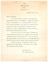 ["Marvin Lee Ritch, a lawyer from Charlotte, N.C., writes to inform the President that former Senator Josh Lee spoke at a Lee family reunion in South Carolina and received great praise for his speech which included tribute to the President. The crowd, mainly elderly individuals, greatly enjoyed the speech."]