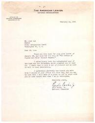 ["The National Commander of The American Legion and a representative from Delta Airlines both express their gratitude for a recent visit and exchange of gifts with Josh Lee, a member of the Civil Aeronautics Board. They both mention their intention to stay in touch and visit Lee in Washington in the future."]