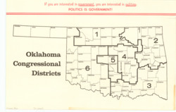 ["This map depicts the historical congressional districts of Oklahoma in color, measuring 11 by 16 15/16 inches."]