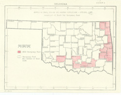 ["This map, measuring 8 x 10 1/2 inches and labeled as Exhibit 3, provides an appraisal of the needs for emergency feed, with shaded areas indicating specific details."]