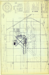 ["This document serves as the master site plan for Will Rogers Municipal Airport in Oklahoma City, Oklahoma. It outlines proposed and future changes to runways, roadways, and building areas. The site plan is a diazotype blueline print, measuring 23 7/8 x 36 3/8 inches. It is part of Project No. 9-34-031-5908, File No. F 11 8, and is Sheet No. 3 of 24."]