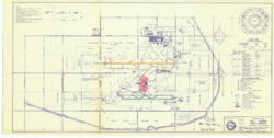 ["This document serves as the master site plan for Will Rogers World Airport in Oklahoma City, Oklahoma, and is labeled as Exhibit A-1. It outlines future construction projects, proposed changes to property lines, and includes color-coded annotations for clarity. Initially, it was attached to Items 47, 48, 49, 50, and 51. The site plan is a diazotype, blueline print, measuring 8 1/2 by 17 inches, and features inscriptions and color-coded annotations."]
