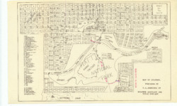 ["This document is a plat map of Sulphur, Oklahoma, highlighting Platt National Park, which includes a buffalo pasture. The map is both annotated and inscribed with the note: plan to close here. It measures 8 1/2 by 14 inches."]