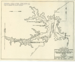 ["This document outlines a preliminary area plan for the Proposed National Wildlife Refuge near the Kaw Reservoir in Oklahoma. It includes a note, typed in black, stating: Preliminary - Subject to change. The refuge boundary will align with the lands acquired by the U.S. Army Corps of Engineers for project purposes. The area plan is presented in an orthographic projection, measuring 10 1/2 by 13 inches, and is labeled as Plate II."]
