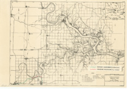 ["This document outlines a preliminary area plan for the Keystone Dam and Reservoir, noting that it is subject to change. Situated on the Arkansas River and its tributaries in Oklahoma, this reservoir is part of the Arkansas River Watershed. The plan includes an orthographic projection map measuring 10 1/2 by 15 3/16 inches, labeled K-107-101.2, and is annotated for further detail."]