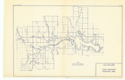["This blueprint is a detailed map of the Little Caney Creek watershed, spanning areas in Kansas and Oklahoma. It measures 11 by 17 inches and provides a positive representation of the region."]