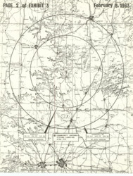 ["The map is an isoline map radiating from a location northwest of Francis, Oklahoma, representing KTEN (TV) Channel 10 and Potential FM Channel 245. It was originally attached to Items 170 and 171. This topographic map is a xerographic copy, measuring 11 x 8 1/2 inches, and is labeled as Page 2 of Exhibit 3."]