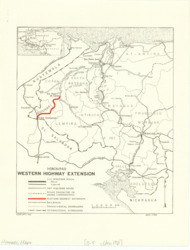 ["The map showcases the transportation network of Honduras, highlighting the extension of the western highway. It includes details of roads, railroads, and departmental boundaries. This colorful transportation map measures 11 x 8 1/2 inches and is labeled IBRD-775R."]