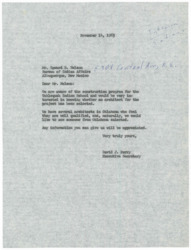 ["David J. Perry, the Executive Secretary, is writing to Howard B. Nelson at the Bureau of Indian Affairs in Albuquerque, New Mexico, to inquire about the selection of an architect for the construction program at the Tahlequah Indian School. Perry mentions that there are qualified architects in Oklahoma and expresses a preference for someone from Oklahoma to be selected. He requests any information Nelson can provide on the matter."]