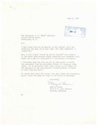 ["Mary L. Brown is writing to Senator A. S. \"Mike\" Monroney in support of the Sonic Boom Studies being conducted over Oklahoma City. She believes the tests should continue and urges the Senator to resist pressure from Anti-Boom Forces. Brown emphasizes the importance of embracing progress and the pioneering spirit that has been vital to Oklahoma."]