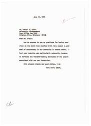 ["The letter expresses gratitude to Mr. Blair for his views on the sonic boom studies, which have caused controversy in the community. The writer highlights the forward-thinking attitudes of those associated with new industries and emphasizes the importance of the Sonic Boom Studies to the nation and Oklahoma City. The letter aims to provide a true projection of the community's feelings and address the distortions presented by a minority group."]