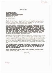 ["The document is a letter from Senator Monroney to Deputy Administrator Gordon M. Bain regarding the sonic boom study program in the Oklahoma City area. Senator Monroney expresses concern about the fair treatment of citizens submitting claims for property damages caused by the sonic booms. He suggests that a fair policy should be established to ensure that claims are handled properly. Senator Monroney also discusses the national interest aspects of the Supersonic Transport Development Program and the importance of conducting objective studies to anticipate public reactions to sonic booms. He mentions the involvement of the Remmert Adjustment Company in investigating and certifying damage claims in Oklahoma City."]