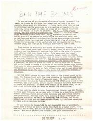 ["The document discusses the negative impact of the Sonic Boom experiment on citizens, animals, and property in Oklahoma City. It calls for the test to be stopped, citing violations of Constitutional rights and unnecessary testing. The group \"BAN THE BOOMS\" plans to take the fight to the Supreme Court to protect citizens' rights and stop the waste of taxpayer money. It asks for donations to fund legal action and emphasizes the importance of fighting for democracy and Constitutional liberties."]
