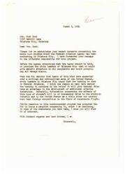 ["Mrs. Dick Cook wrote a letter expressing concern about the sonic boom studies being conducted in Oklahoma City by the Federal Aviation Agency. She is worried about property damage and health issues caused by the testing. She believes that the program should be stopped immediately and if testing must continue, it should be done on government property. Senator Vanowen acknowledges her concerns and explains the importance of the testing for the development of the aviation industry in Central Oklahoma. He also mentions that the FAA has issued a pamphlet addressing the public's reaction to the program."]