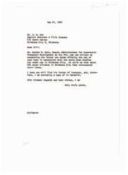 ["The document is a series of letters discussing the effects of sonic booms on older residences in Oklahoma City. Mr. W. K. Cox offered the use of his home for sonic boom studies, along with 400 other citizens. The Federal Aviation Agency is considering selecting six additional houses for the study based on specific criteria. Mr. Cox also expressed concerns about damage caused by the sonic booms and sought advice on filing claims for damages."]