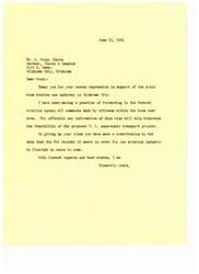 ["The letter is thanking Mr. E. Woody Clarke for his support of the sonic boom studies in Oklahoma City, stating that the information gathered will help determine the feasibility of the U.S. supersonic transport project. The letter acknowledges Clarke's contribution to the data needed by the Federal Aviation Agency for the aviation industry to flourish in the future."]