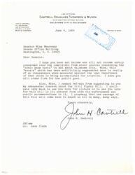 ["The document is a letter from John H. Cantrell to Senator Mike Monroney expressing support for the \"sonic boom tests\" in Oklahoma City and concern about the Civil Rights Bill. Cantrell urges the senator not to vote for the bill in its present form, as he believes it will have negative consequences. Senator Monroney responds, acknowledging Cantrell's concerns and assuring him that the majority of the Senate believes the bill can be made to work effectively."]