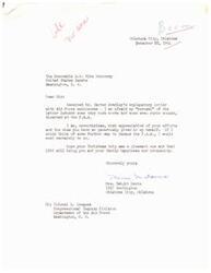 ["The author expresses frustration with the F.A.A. but thanks Senator Monroney for his efforts on their behalf. They wish the Senator a Merry Christmas and a prosperous New Year. The letter is also sent to Colonel Conquest at the Department of the Air Force."]