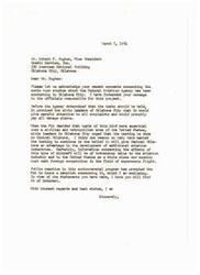 ["The document is a letter from Credit Service, Inc. to Senator Mike Monroney discussing the sonic boom studies conducted by the Federal Aviation Agency in Oklahoma City. The letter mentions the promises made by the FAA to address complaints and pay damage claims, as well as the potential benefits of the testing for the aviation industry. The letter also includes a request to add the sender's name to the list of those against the constant boom situation caused by the tests."]