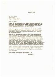 ["Mr. M. W. Henry wrote to Senator A. S. Mike Monroney expressing concern about the sonic boom tests being conducted by the Federal Aviation Agency in Oklahoma City. The tests are causing health issues for Mrs. Henry, who has a delicate health condition. Mr. Henry is considering taking legal action to protect their rights as American citizens. The FAA has promised to pay damage claims, but Mr. Henry is more concerned about the health effects on his family. Senator Monroney has forwarded Mr. Henry's concerns to the officials responsible for the project."]