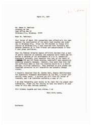 ["The letter is discussing the controversy surrounding sonic boom studies in Oklahoma City. The author has received mixed feedback on the project and is forwarding a letter from the FAA Deputy Administrator for Supersonic Transport Development to their lawyer for consideration. The author expresses concern about the potential property damages and public reaction to the sonic booms."]