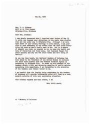 ["Mrs. Giddens expresses her concerns about the sonic boom studies in Oklahoma City and feels that the government is not doing enough to address the issue. She questions the impact on the health and well-being of residents and believes that their rights are being infringed upon. Senator Mike Monroney acknowledges her concerns and informs her that the National Academy of Sciences is evaluating the situation to find a solution."]